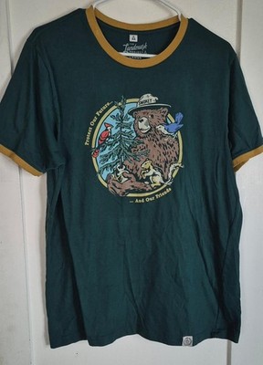 Smokey the Bear Protect Our Future National Parks Ringer T Shirt L Large