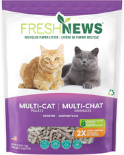 Fresh News Multi-Cat Non Clumping Paper Cat Litter, 25 Pound, Packaging May Vary