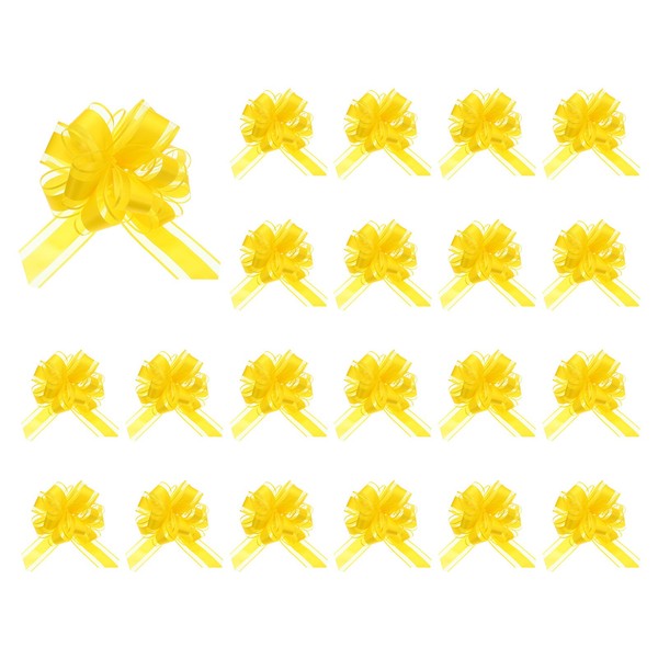 20 StüCk Gelbe Ziehschleifen, 6,3 Zoll Breite GroßE Geschenkschleifen Aus Band-image