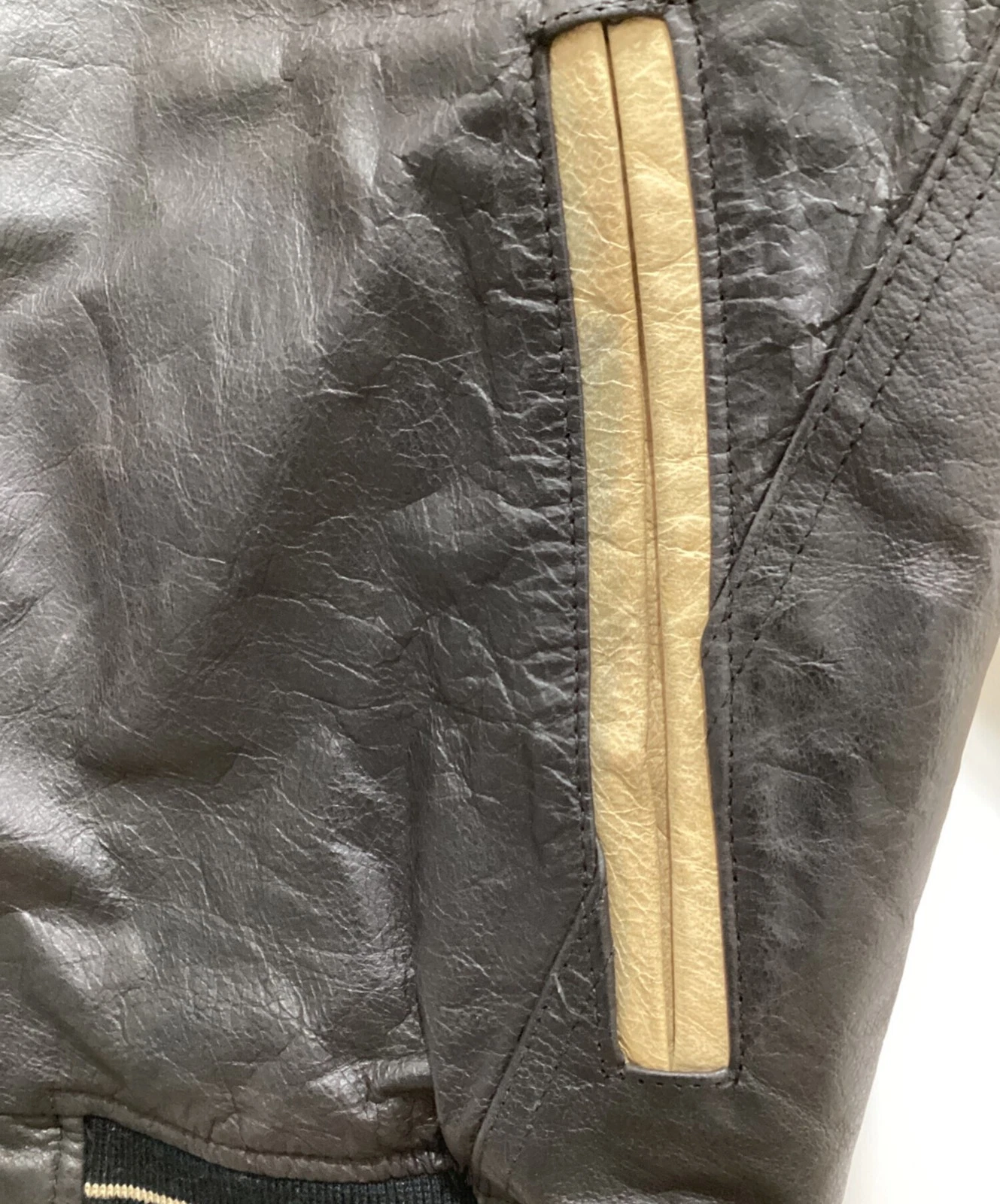 AVIREX 90's Leather Stadium Jacket Varsity Jacket Men's Size M Brown/Black - product detail image 7