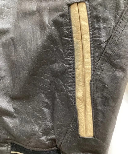 AVIREX 90's Leather Stadium Jacket Varsity Jacket Men's Size M Brown/Black image 7