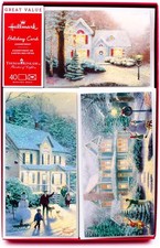 Hallmark Thomas Kinkade Boxed Christmas Cards Assortment, Snowy Houses 40 Cards
