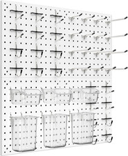 Peg Board Kit, Includes Pegboard and Accessories,With Hooks and Bins,Peg Board W