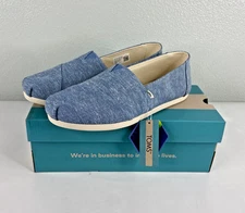 Toms Women Alpargata Slip On Shoe Blue Slub Chambray Casual Comfort NWT