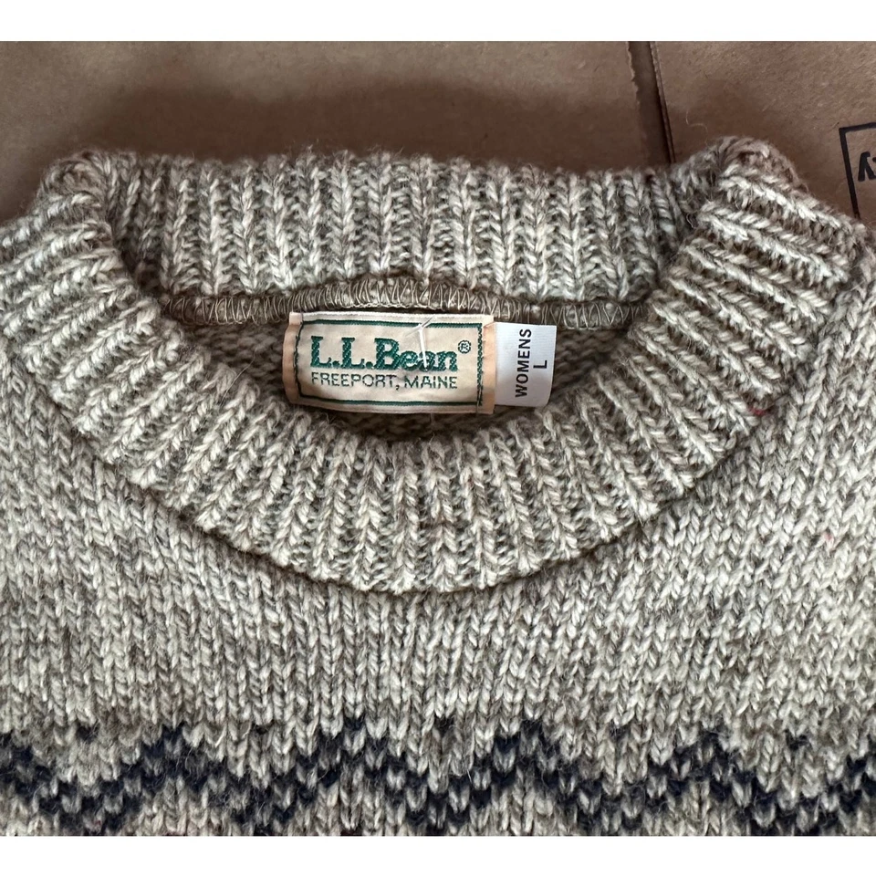 Suéter pesado vintage de lana LL Bean para mujer Fair Isle tejido copo de nieve nórdico  Foto 3 de 4