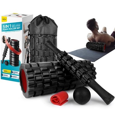 5 in1 Foam Roller Set for Deep Tissue Muscle Massage, High Density Fitness Ex...