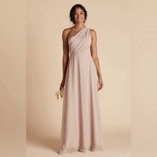 Birdy Grey One Shoulder Kira Chiffon Taupe Bridesmaid Dress M