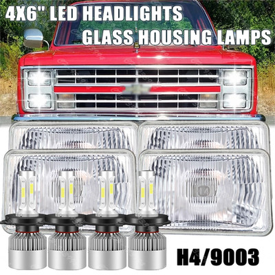 4x6 Hi-Lo Beam LED Headlights Fit 1981 1982 1983 1984 1985 1986 Chevy C10 Trucks