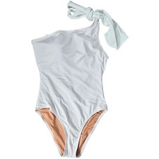 J. Crew Bow one-shoulder one-piece Swimsuit White 6 BF170