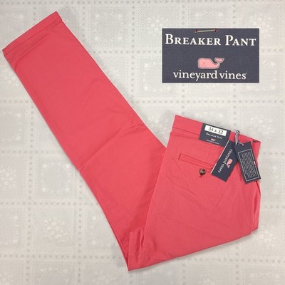 Vineyard Vines Mens Breaker Pants Size 34x32 Jetty Red Stretch Cotton New NWT