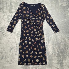 Lauren Ralph Lauren Navy Paisley Print Wrap Midi Dress Women Size 12