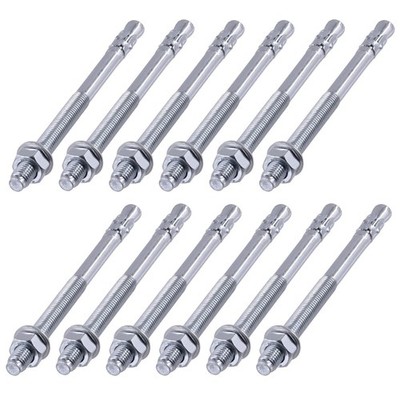 Glarks 12Pcs 1/2'' x 7'' Wedge Anchors Zinc Plated x (12pcs), Silver 