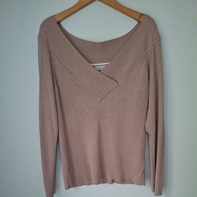 M&S Pullover V-Ausschnitt Größe 20 Rosa Rose Altrosa Langarm Frühling 18 16 Per Una