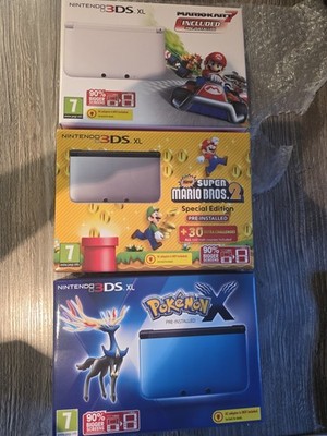 3x Nagelneue Nintendo 3DS XL Konsolen. Mario Kart, Pokemon, Super Mario Brothers
