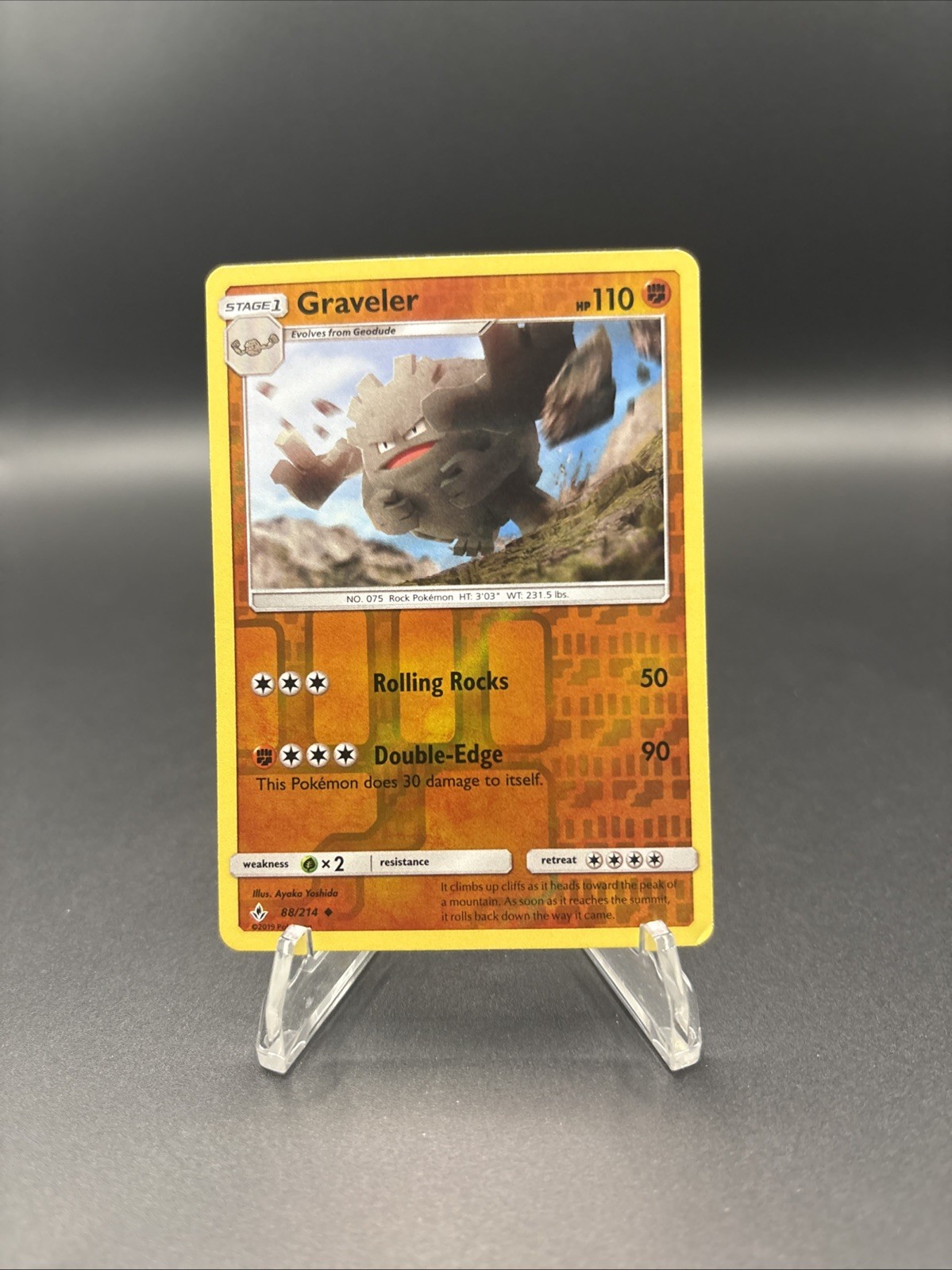 Reverse Holofoil Graveler 88/214 Pokemon Uncommon SM - Unbroken Bonds Card LP