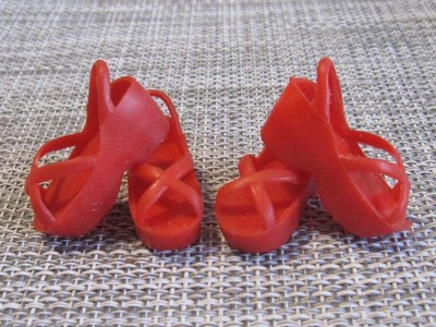 2 Pair Vintage Bionic Woman Jamie Sommers Red Platform Sandals 1976 Kenner