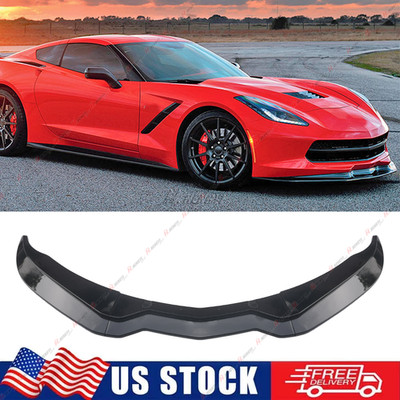 For 14-19 Corvette C7 Stingray Front Lip Splitter Gloss Black Stage 2 Z06 Style
