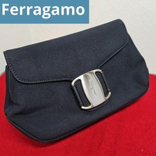Ferragamo Rare Multi Pouch Black Canvas Authentic