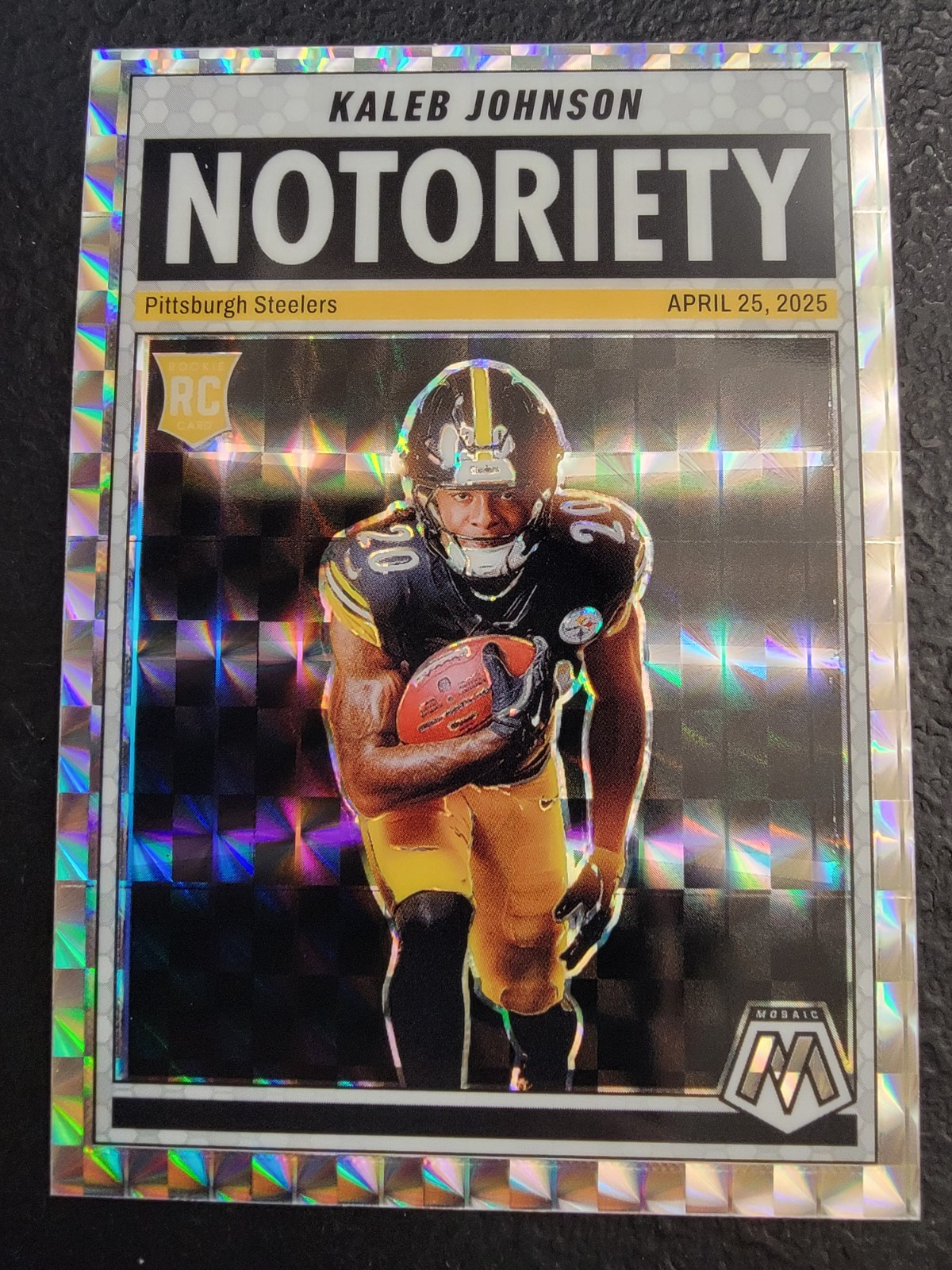 2025 Panini Mosaic Kaleb Johnson #22 Notoriety Prizm Rookie Card RC