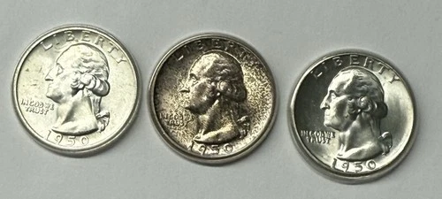 Choice Unc 1950 P+D+S Washington Quarter Collection Lot Set