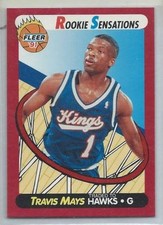 1991-92 Fleer Rookie Sensations Insert #5 of 10 Travis Mays Basketball Card Mint. rookie card picture