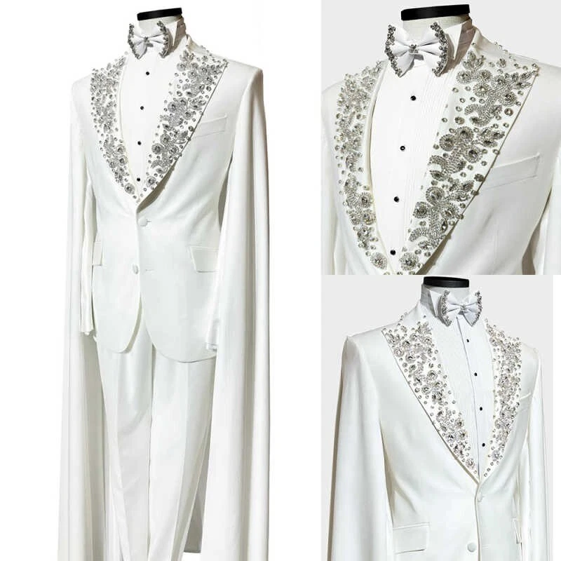 Men White Suit Rhinestones Long Sleeve Shawl Casual Fashion Style Party Concert
Opens in a new windo