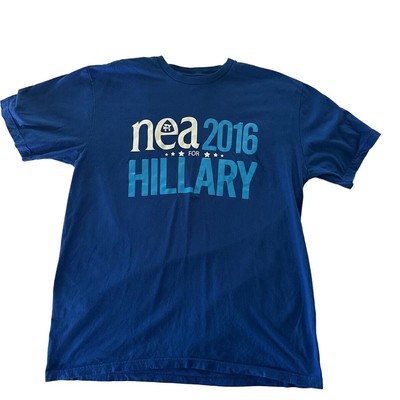 HILLARY CLINTON 2016 Adult T-Shirt Blue NEA Presidential Campaign Crewneck | XL