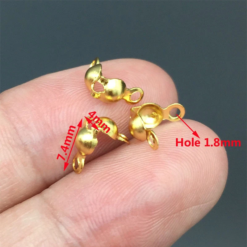 200 piezas Acero Inoxidable Crimpadoras Cuentas Puntas Cubiertas Bola Cadena Conectores Tapas Extremas Foto 4 de 4