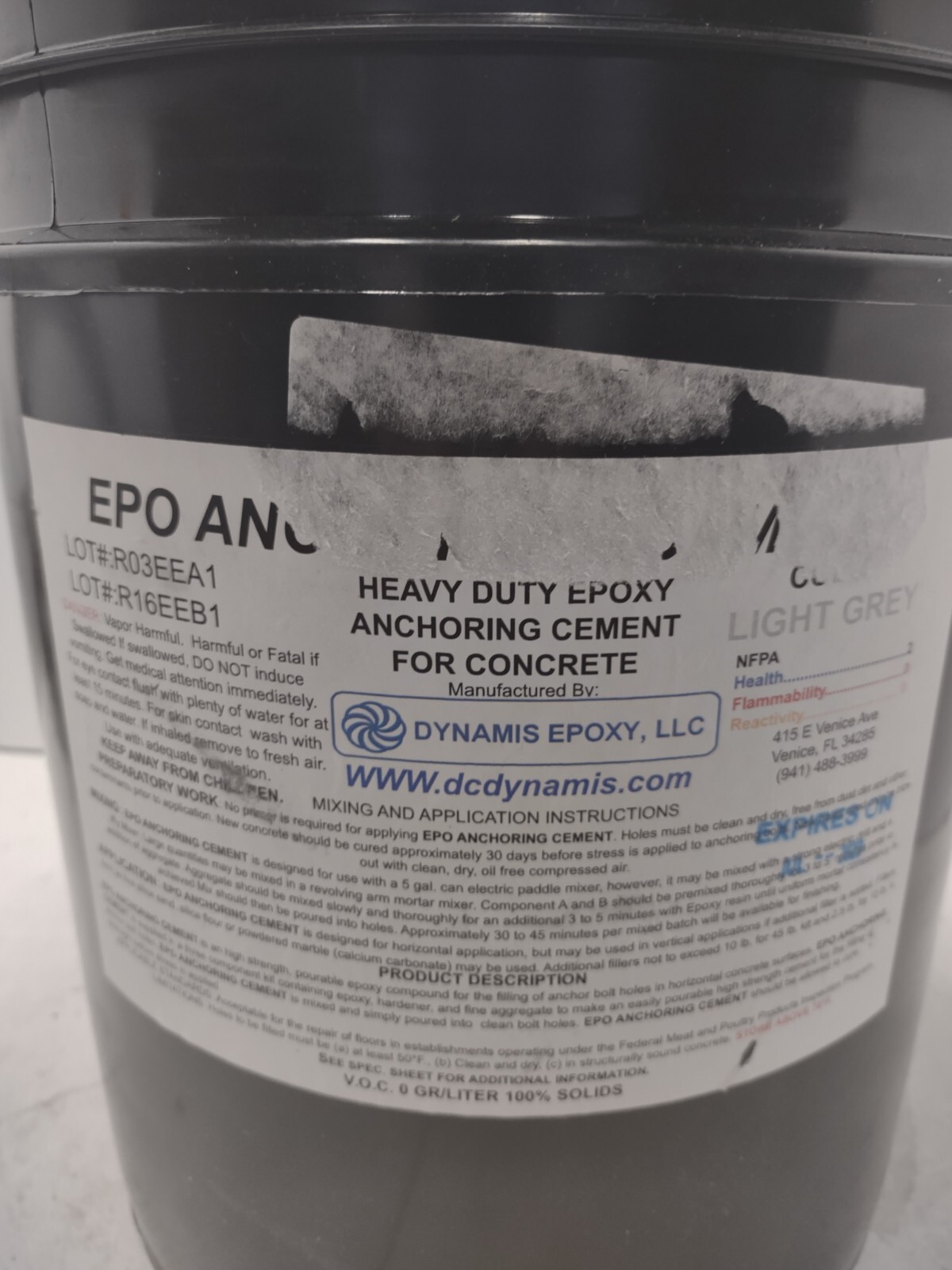 Dynamis EPO Bolt Anchoring Cement 45LB Pail Two Part Epoxy eBay