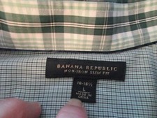 Banana Republic Shirt Men's Size L 16-16.5 Non Iron Tailored Slim Fit Plaid