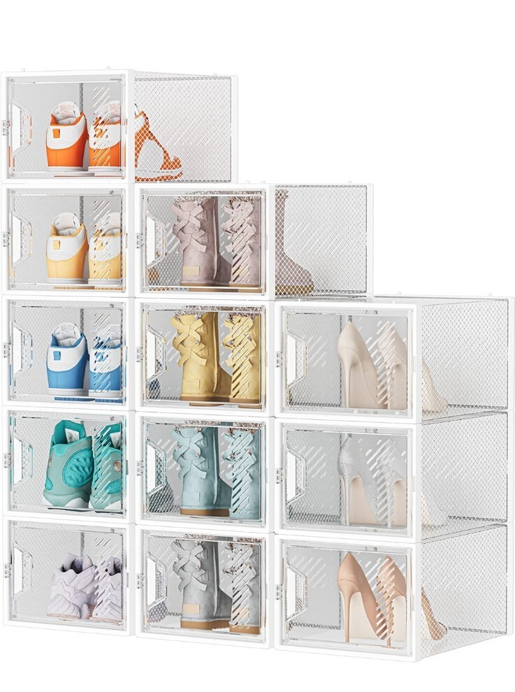 16 Scatole Portascarpe Trasparenti Impilabili - Contenitori Con Porta Magnetica, Fino A Taglia 46 - Foto 13
