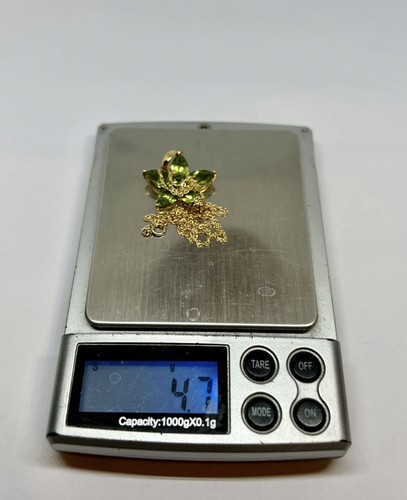 14k 14kt yellow gold flower peridot necklace QVC 18” L new 4.7 Grams - Picture 8 of 12