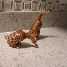 2 Vintage Ceramic DucksGoose Bird Figure Beautiful Pair Of Ducks