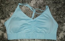 Victoria's Secret pink ruched lightly lined sport bra NEW medium sky blue
