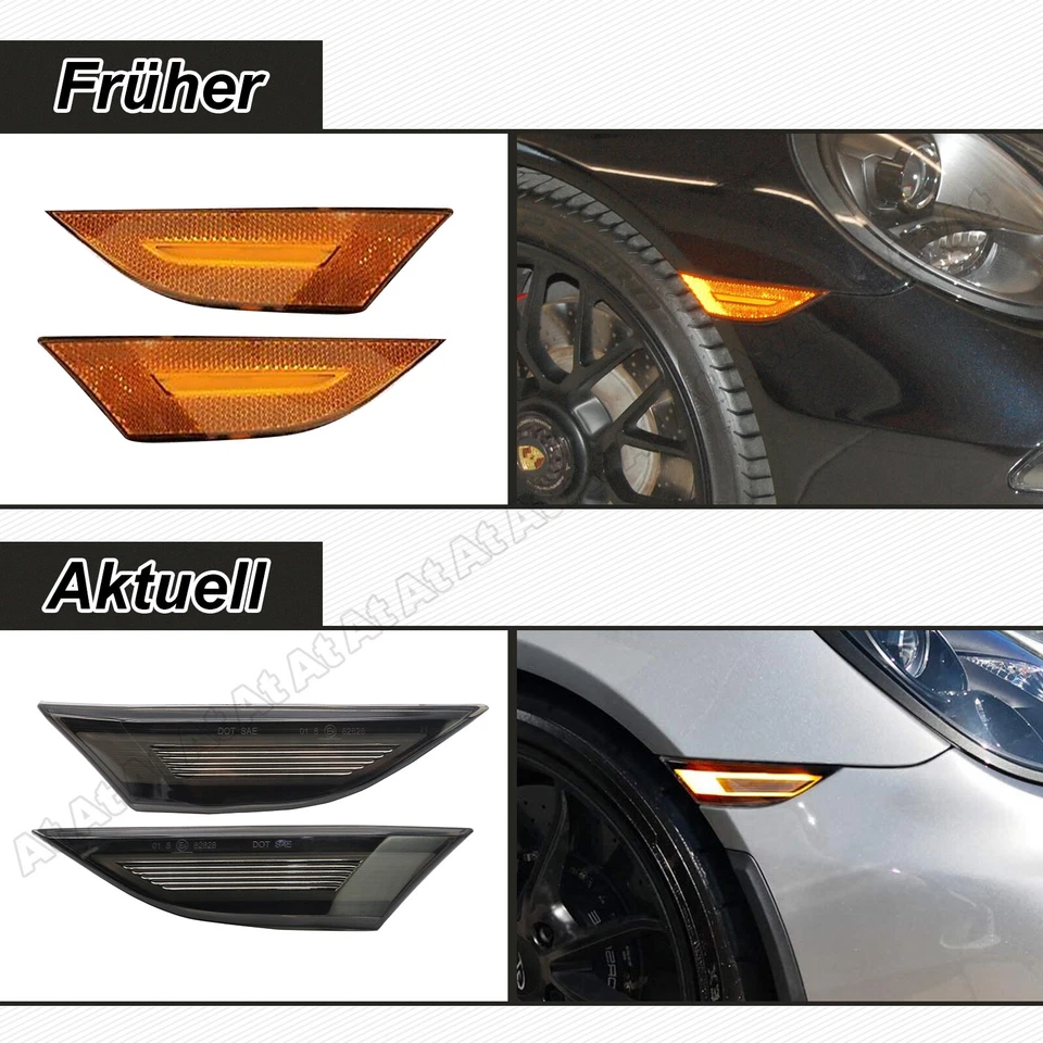 2x LED Schwarz Seitenblinker Blinker Für Porsche 911 991 Boxster Cayman 981 982 - Bild 3 von 4