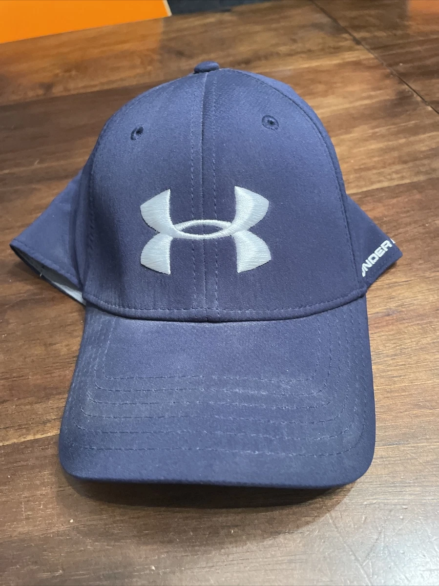 Under Armour Hat Mens Large 4 Way Stretch Baseball Cap Navy Mesh UA Heat Shield