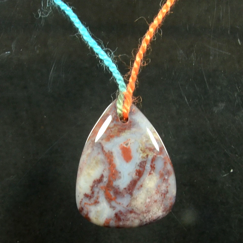 Colgante de cabujón de piedras preciosas de ágata musgo rojo 27x20x5 mm Foto 4 de 4