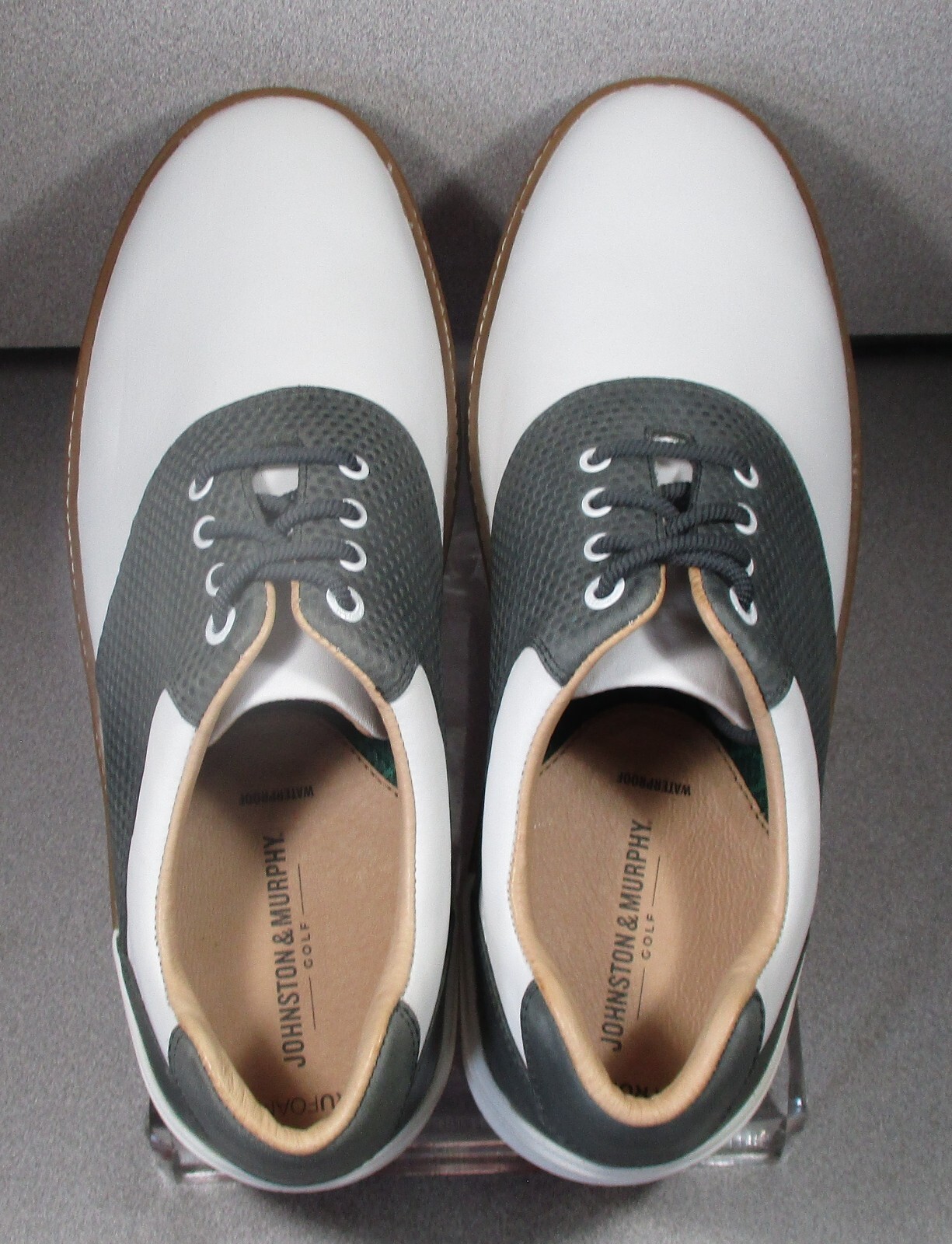 258467 MS50 McGUFFEY MEN'S SHOES 9 M WHITE LEATHER JOHNSTON & MURPHY