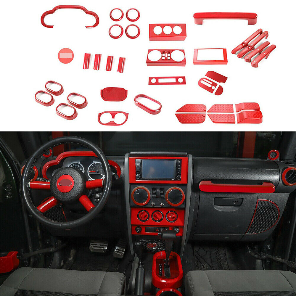 35pcs/Set Interior Decoration Cover Trim Kit For Jeep Wrangler JK 20072010 Red eBay
