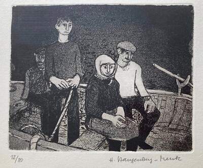 Heidy Stangenberg-Merck - Griechische Familie - Signierte numm. Orig. Radierung