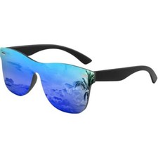 Trendy Mirrored Sunglasses for women men Rimless one piece colored lens Top