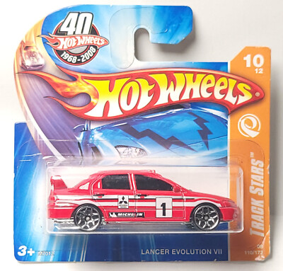 Hot Wheels Mitsubishi Lancer Evo Evolution VII red Track Stars Short card
