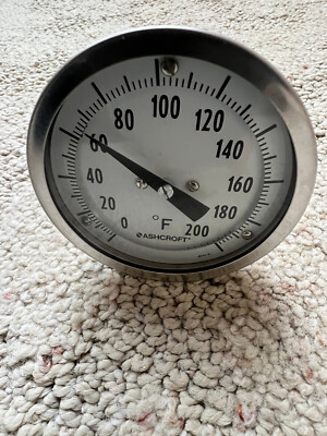 Ashcroft 10 PI-C 0-200 F 3'' Face Thermometer 3'' Stem Gauge