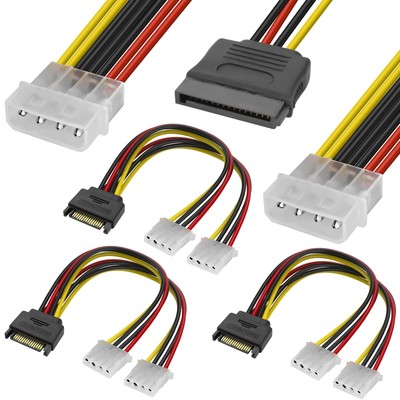 SATA 15PIN to Dual 4 Pin IDE Power Y Splitter CableSATA 15 Pin Male to Dual 4...
