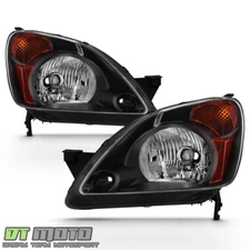 For 2002 2003 2004 Honda CRV C-RV Headlights Headlamps Black Housing Left+Right