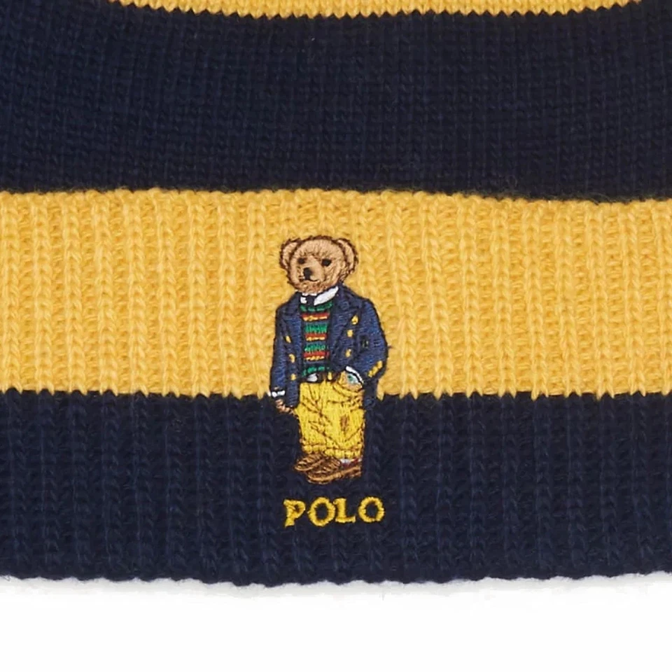 [PC0817-730] Мужские Polo Ralph Lauren регби полоски медведь BEANIE - Изображение 2 из 2