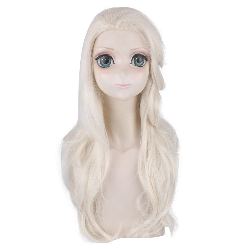 Frozen 2 Elsa Princess Cosplay Long Wavy Hair Snow Queen Wig Party 