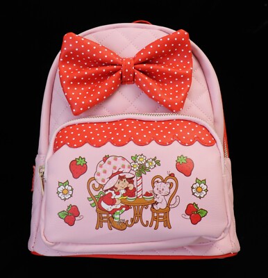 Strawberry Shortcake Mini Backpack Polka Dot Bow Quilted Bag 