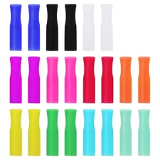 22Pcs Reusable Straws Tips, Silicone Straw One Size, Multicolor 