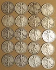 Full roll (20) - $10 Face Value - Walking Liberty Halves - 90% Silver 1916-1947